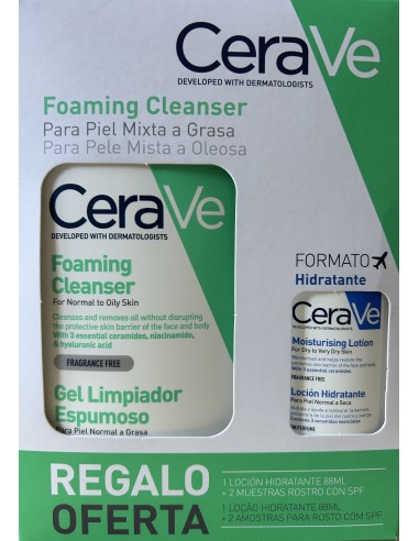 Cerave gel limpiador espumoso 473ml + Loción Hidratante 88 ml